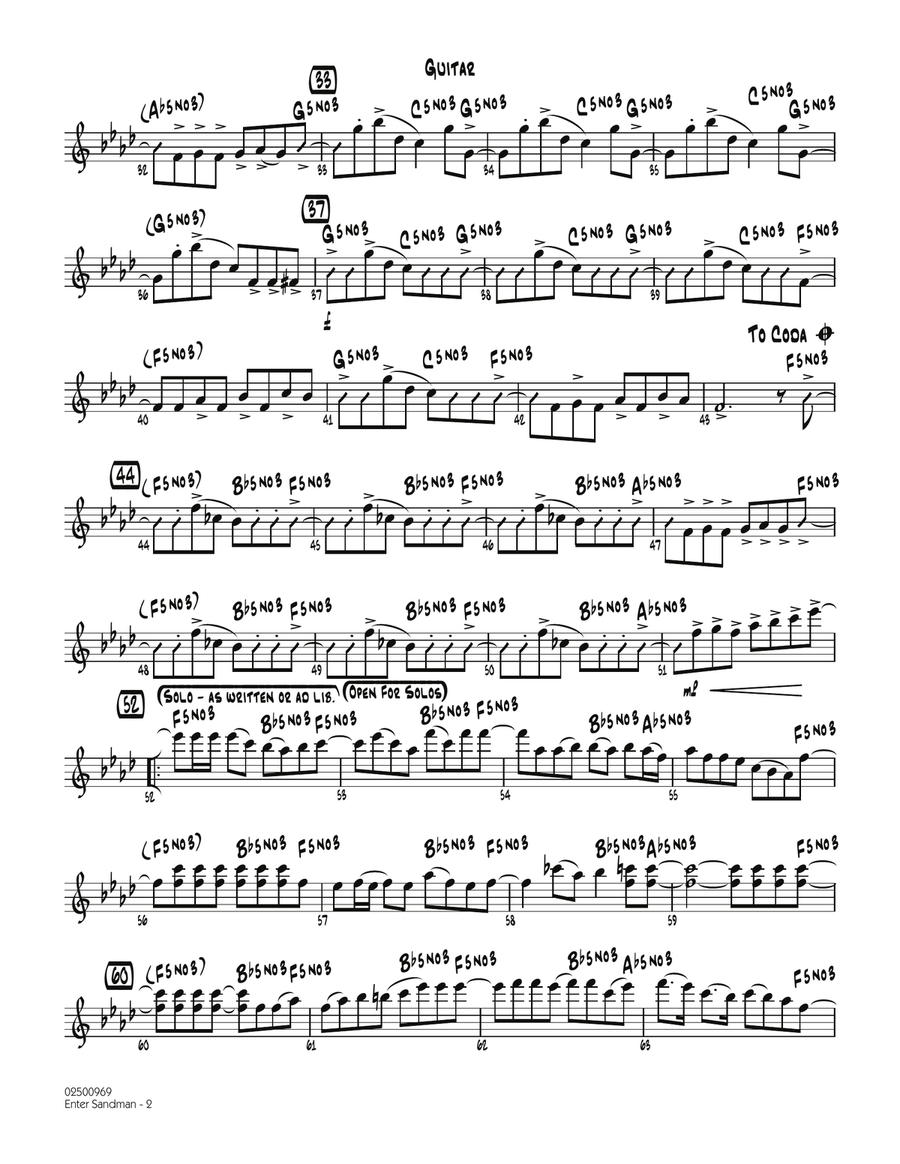 Enter Sandman - Guitar Part scores gallery preview page 2