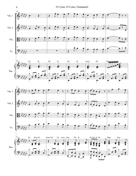 O Come, O Come, Emmanuel (with "O Come, Divine Messiah") (String Quartet and Piano) image number null