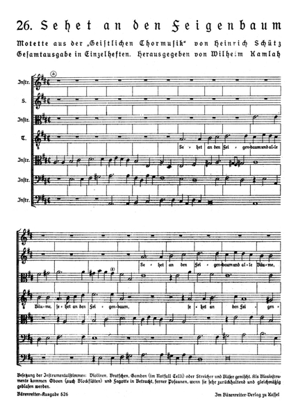 Sehet an den Feigenbaum SWV 394 (Nr. 26 aus "Geistliche Chormusik" (1648))
