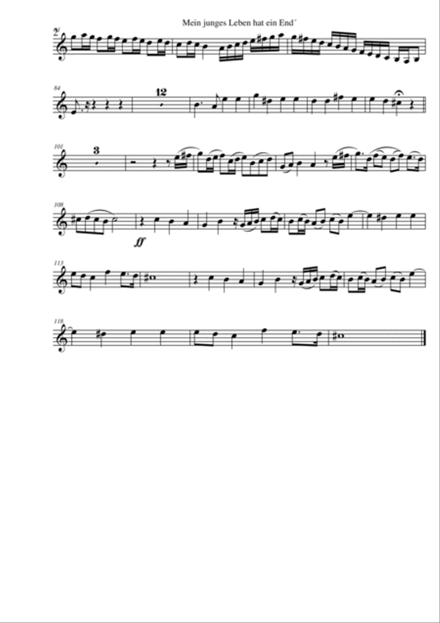 Mein junges Leben hat ein End´ Jan Sweelinck Video: https://youtu.be/MVmMLmpnN4g Small Ensemble scores gallery preview page 5