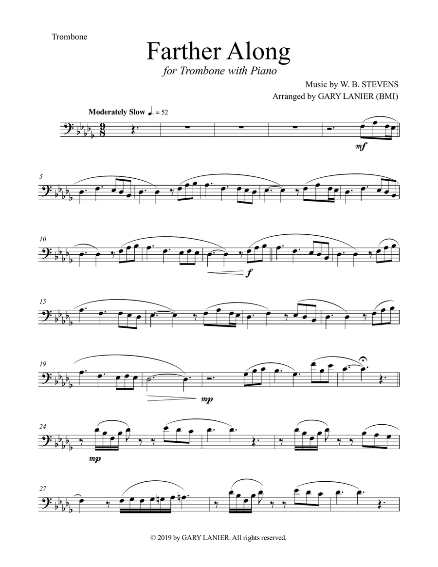 3 GREAT GOSPEL SONGS (for Trombone with Piano - Instrument Part included) Piano scores gallery preview page 6