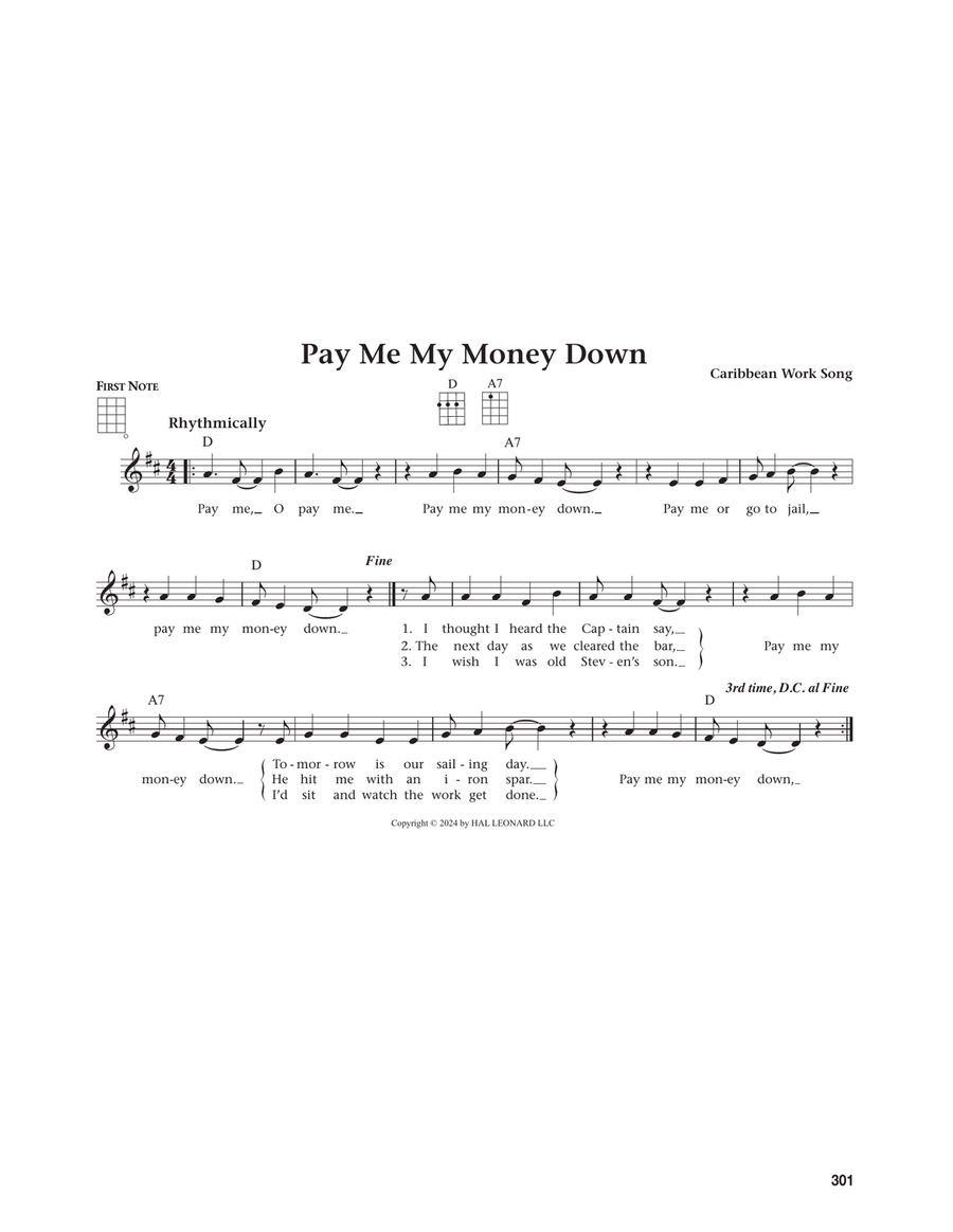 Pay Me My Money Down (from The Daily Ukulele) (arr. Jim Beloff) Ukulele scores gallery preview page 1
