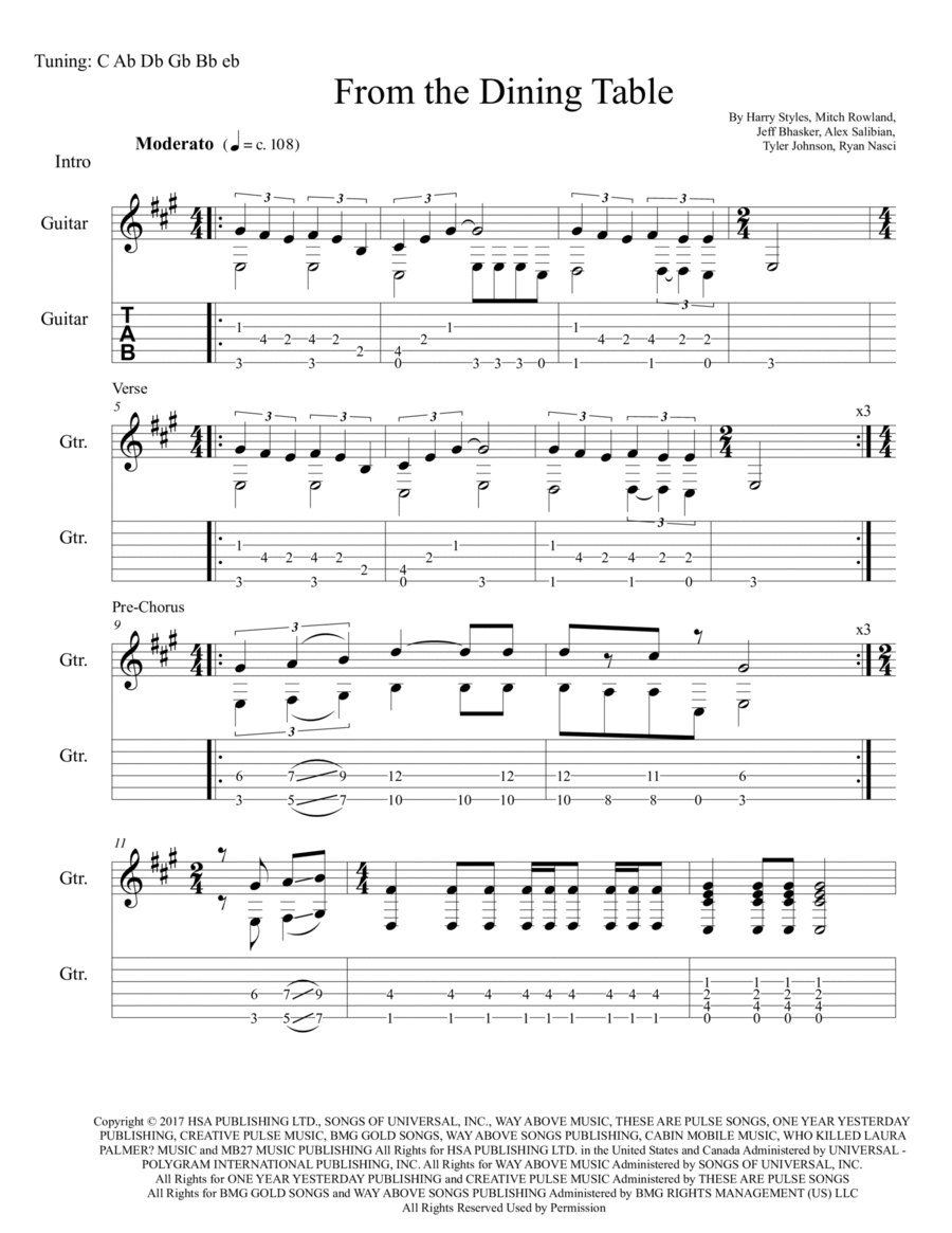 From The Dining Table Electric Guitar scores gallery preview page 1