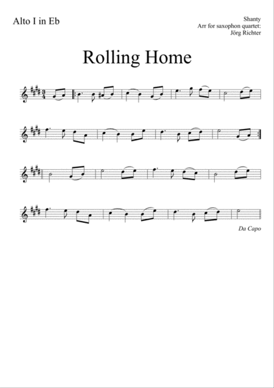 Rolling Home for Saxophone Quartet Saxophone Quartet scores gallery preview page 3