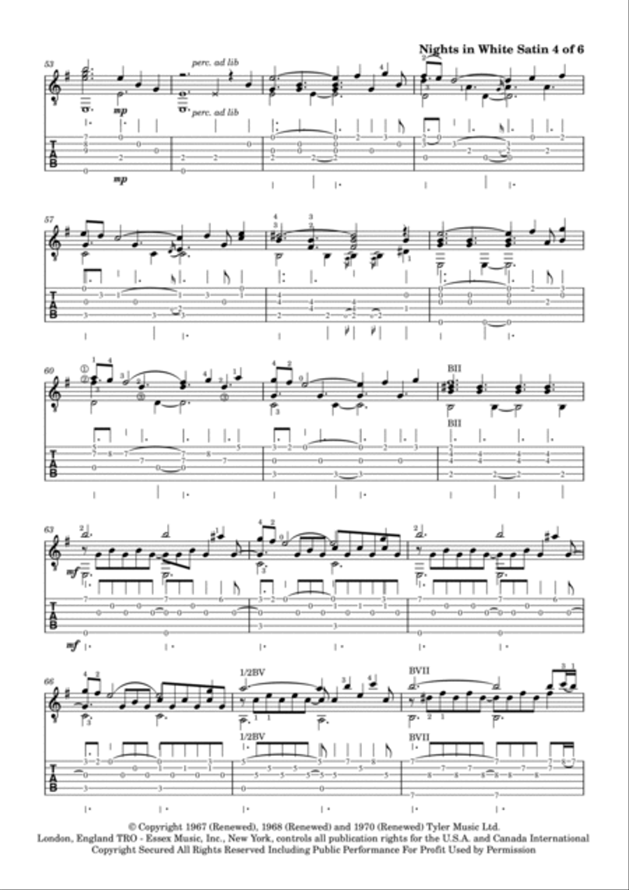 Nights In White Satin Guitar Tablature scores gallery preview page 5