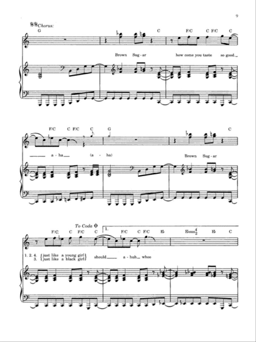 Brown Sugar Piano, Vocal, Guitar scores gallery preview page 3