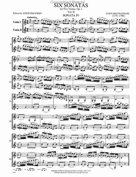 Six Sonatas, Opus 4, Volume II