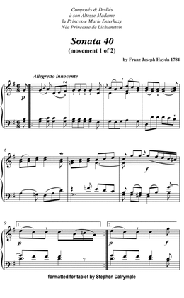 Haydn Piano Sonata 40.1 Allegretto innocente (Classical Music for Tablet Series)