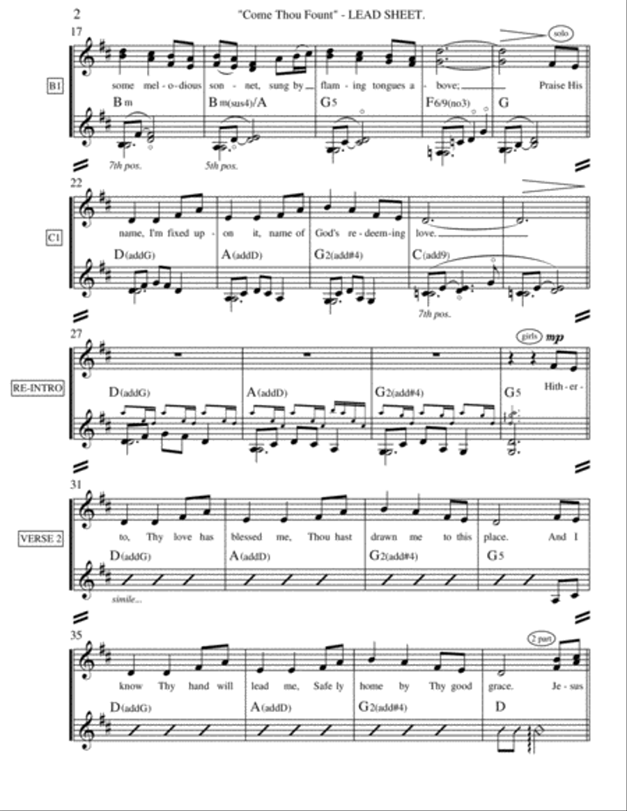 Come Thou Fount (Lead Sheet) Voice Solo scores gallery preview page 2