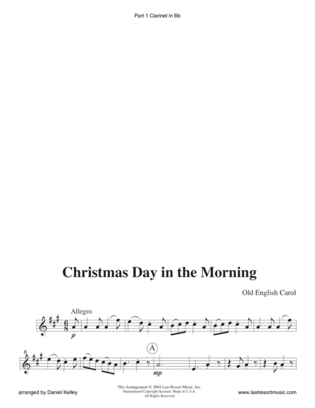Christmas Day in the Morning for String or Piano Trio (or Wind Trio or Mixed Trio)