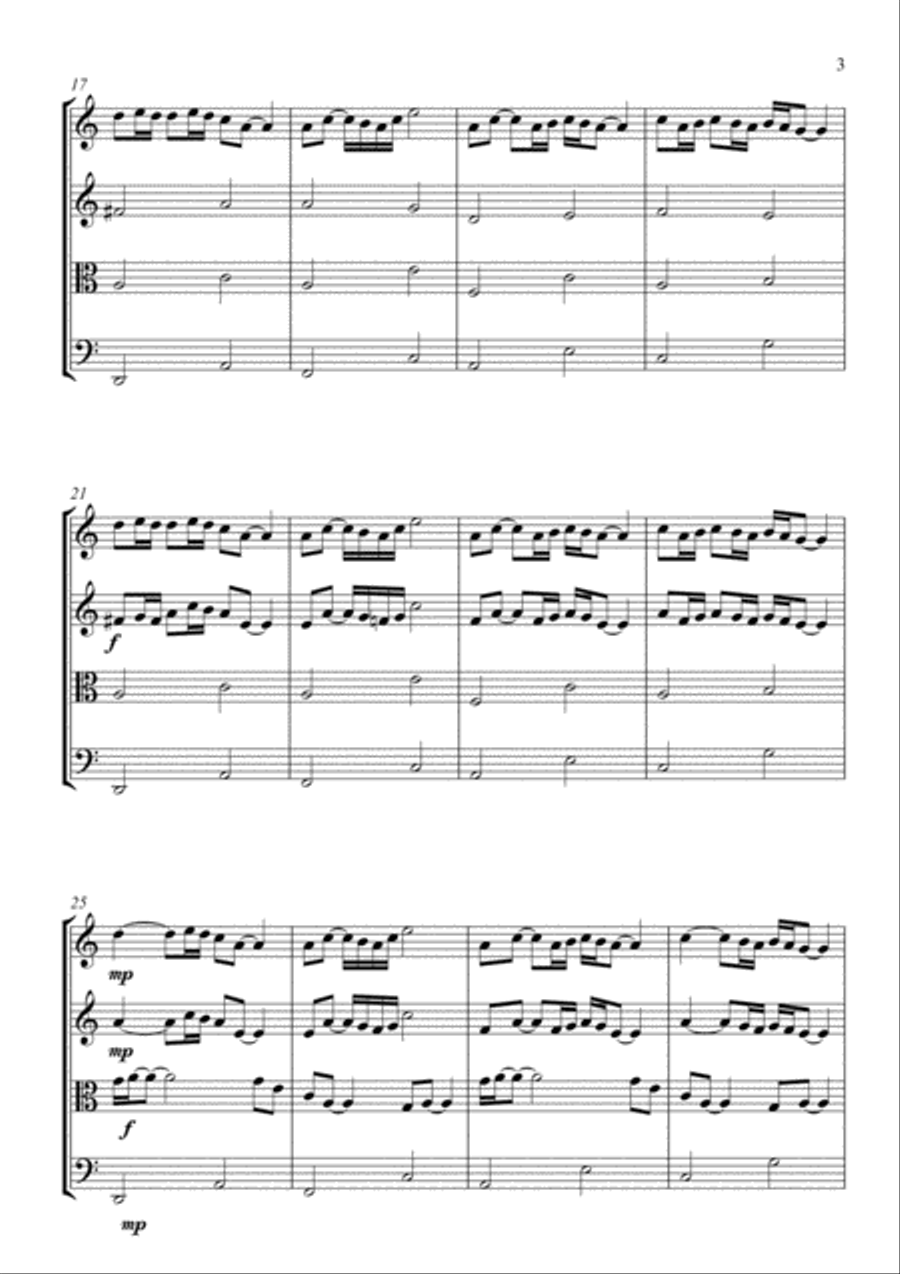 Canon in A minor String Quartet scores gallery preview page 3