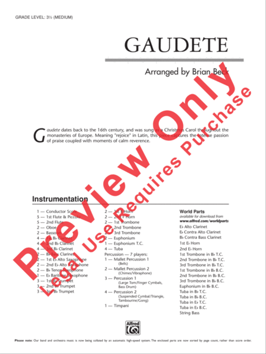 Gaudete Concert Band scores gallery preview page 2