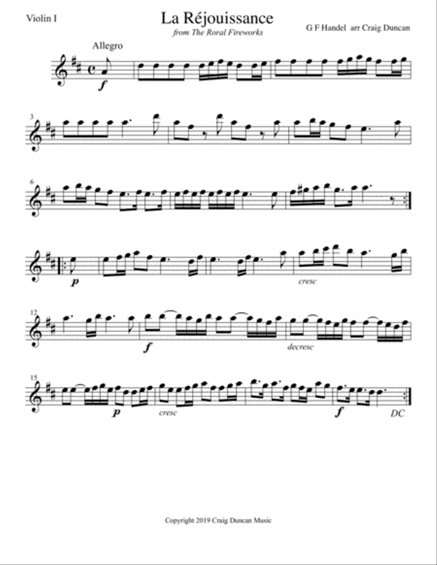 La Rejoissance String Quartet w Optional Trumpet Small Ensemble scores gallery preview page 3