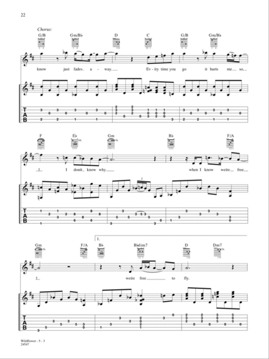 Wildflower Guitar Tablature scores gallery preview page 3