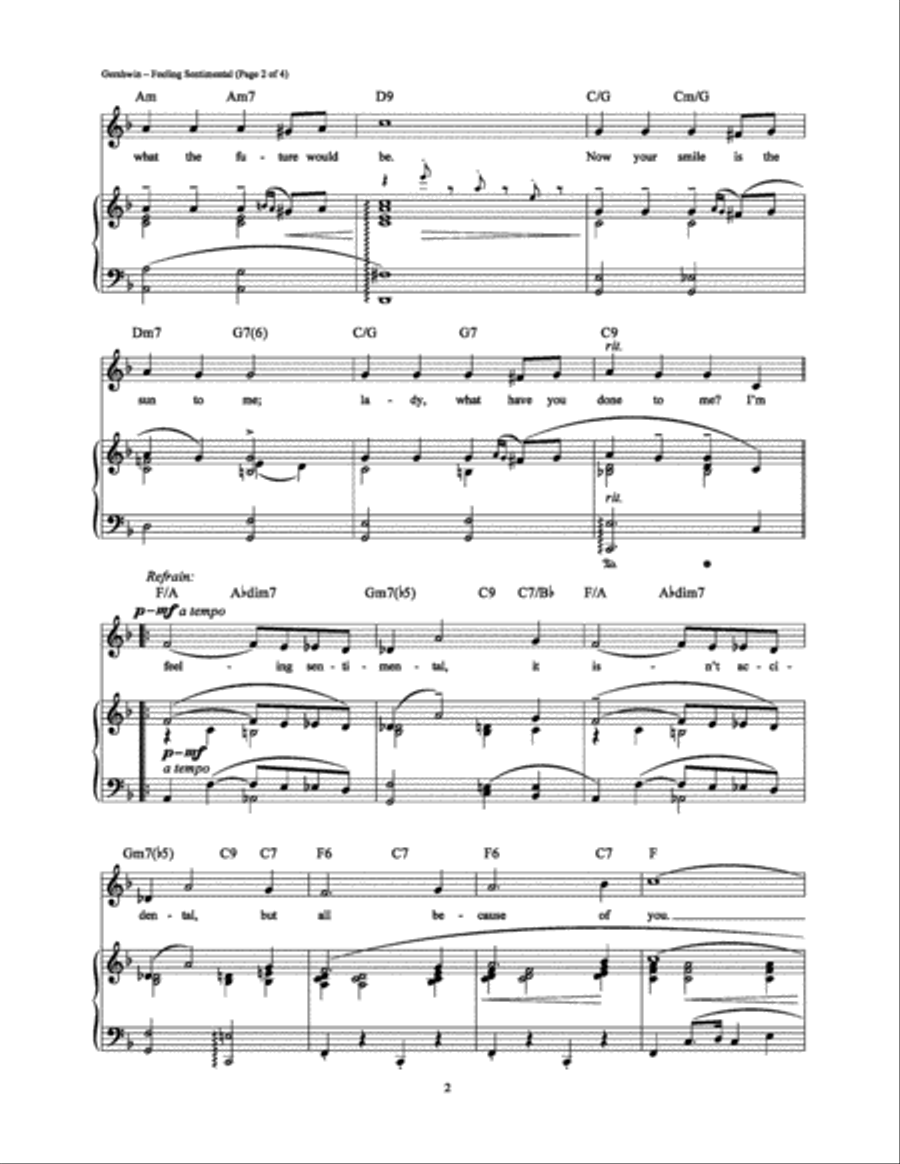 Feeling Sentimental Piano, Vocal, Guitar scores gallery preview page 2