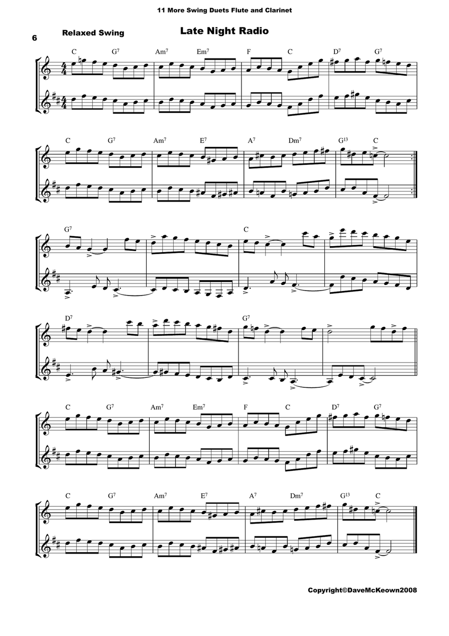 11 More Swing Duets for Flute and Clarinet Woodwind Duet scores gallery preview page 6