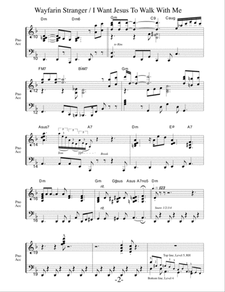 Wayfarin Stranger with I Need Jesus... (Arrangements Level 3-5 for TROMBONE + Written Acc) Trombone Solo scores gallery preview page 6