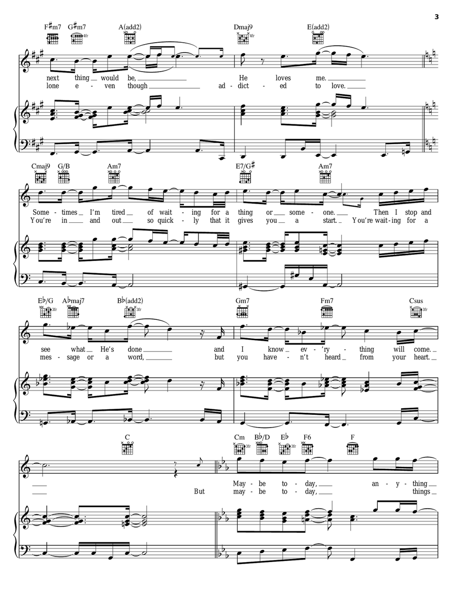 Little Miracles (Happen Every Day) Piano, Vocal, Guitar scores gallery preview page 3