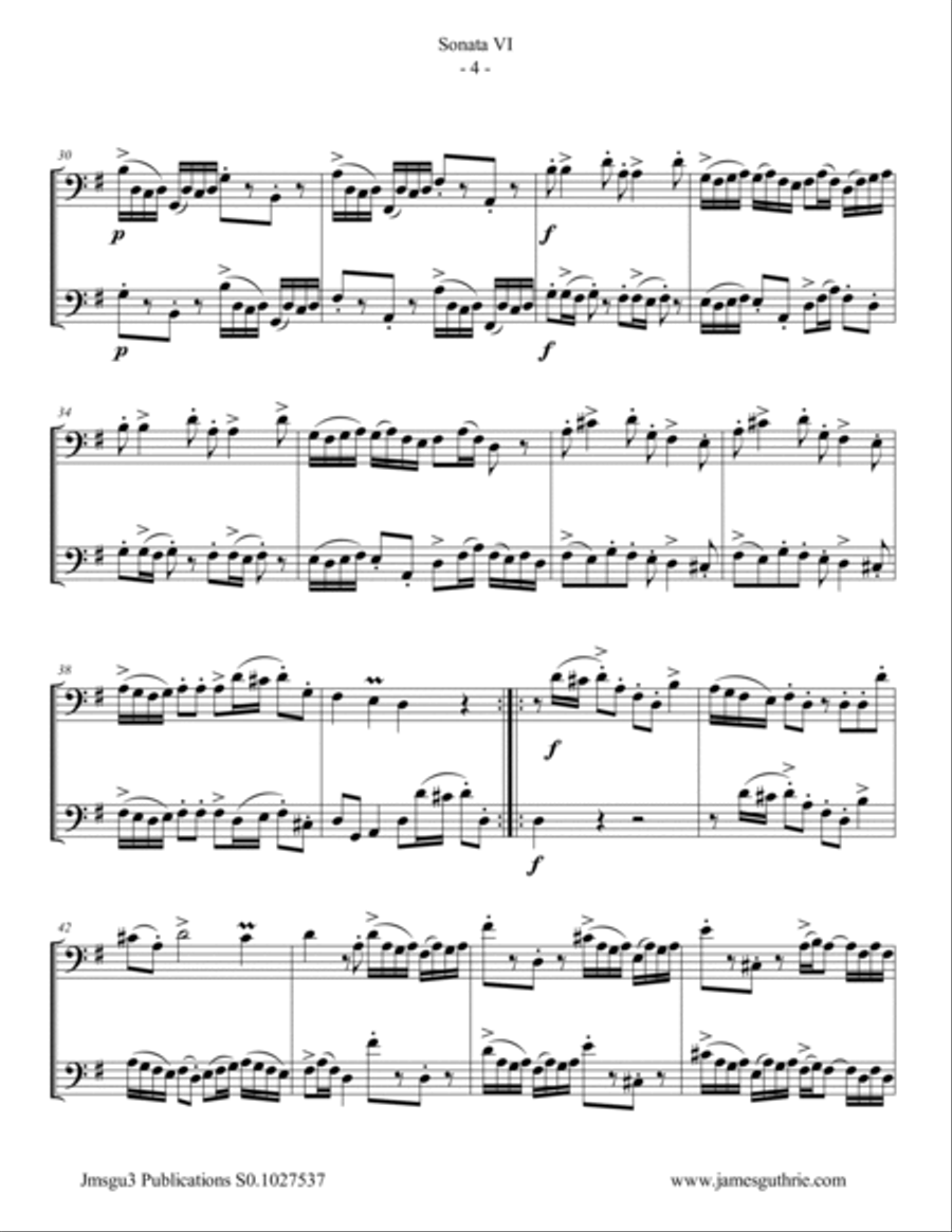 Handel: Sonata No. 6 for Euphonium Duo Brass Duet scores gallery preview page 4