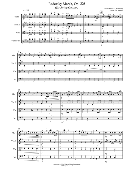 Radetzky March (for String Quartet) image number null