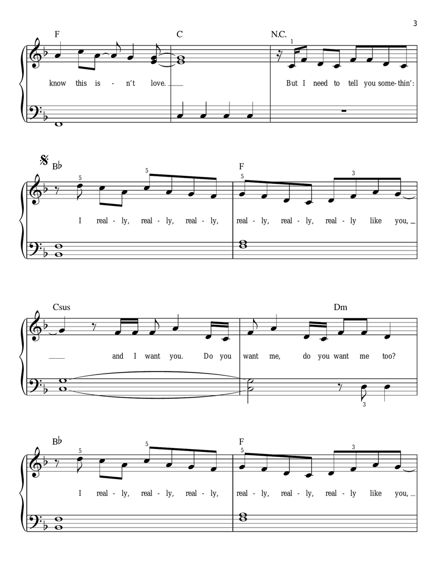I Really Like You Easy Piano scores gallery preview page 3
