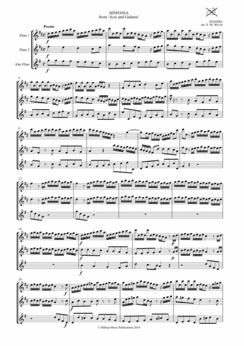 Sinfonia from Acis and Galatea arr. two concert flutes and alto flute image number null