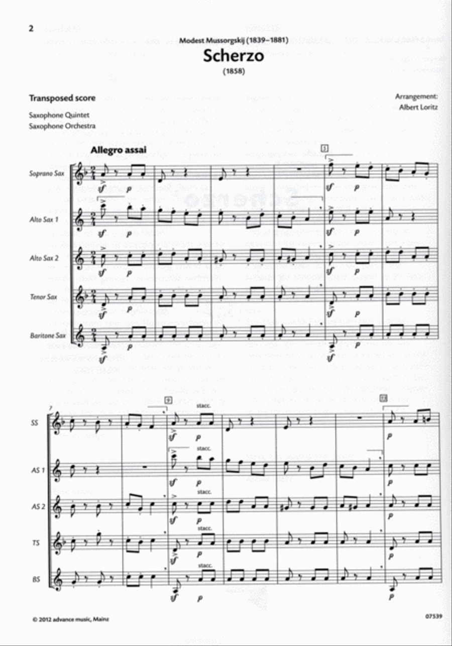 Scherzo Scherzo Saxophone Quintet scores gallery preview page 2
