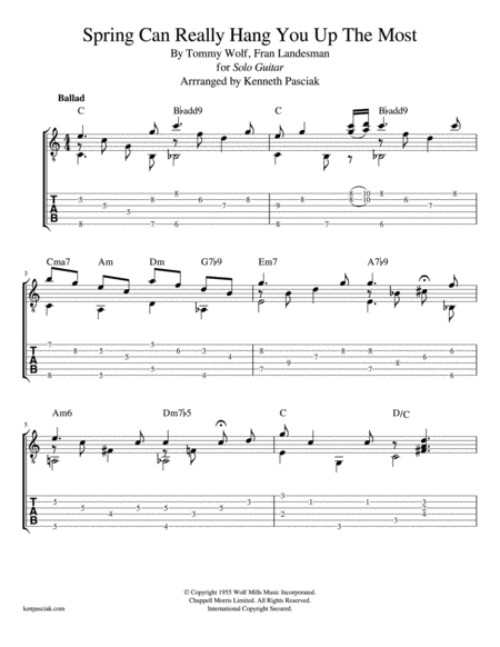 Spring Can Really Hang You Up The Most Acoustic Guitar - Digital Sheet Music