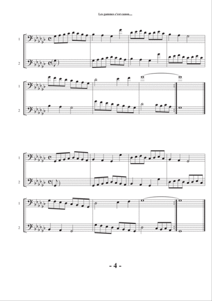 Les gammes c'est canon - Canon musical scales - Bass clef Brass Duet scores gallery preview page 5