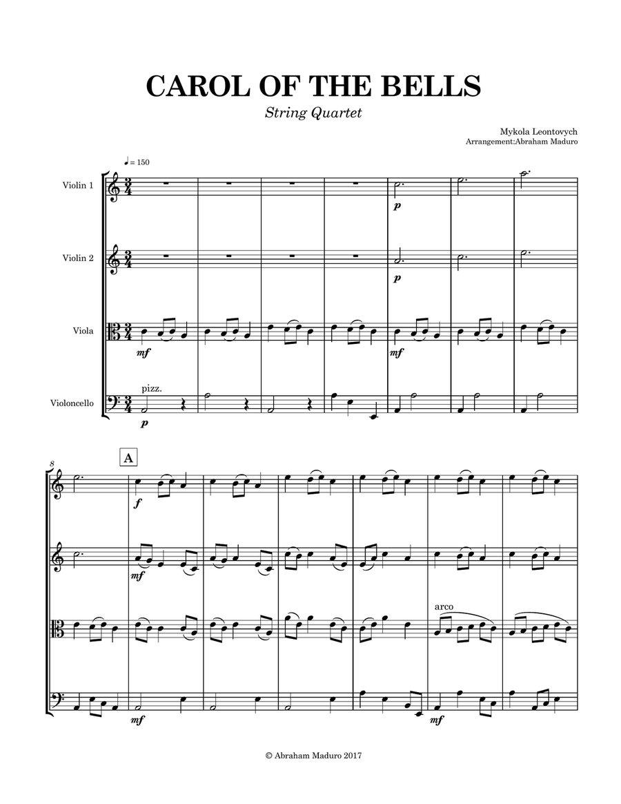 Carol of the Bells String Quartet String Quartet scores gallery preview page 2