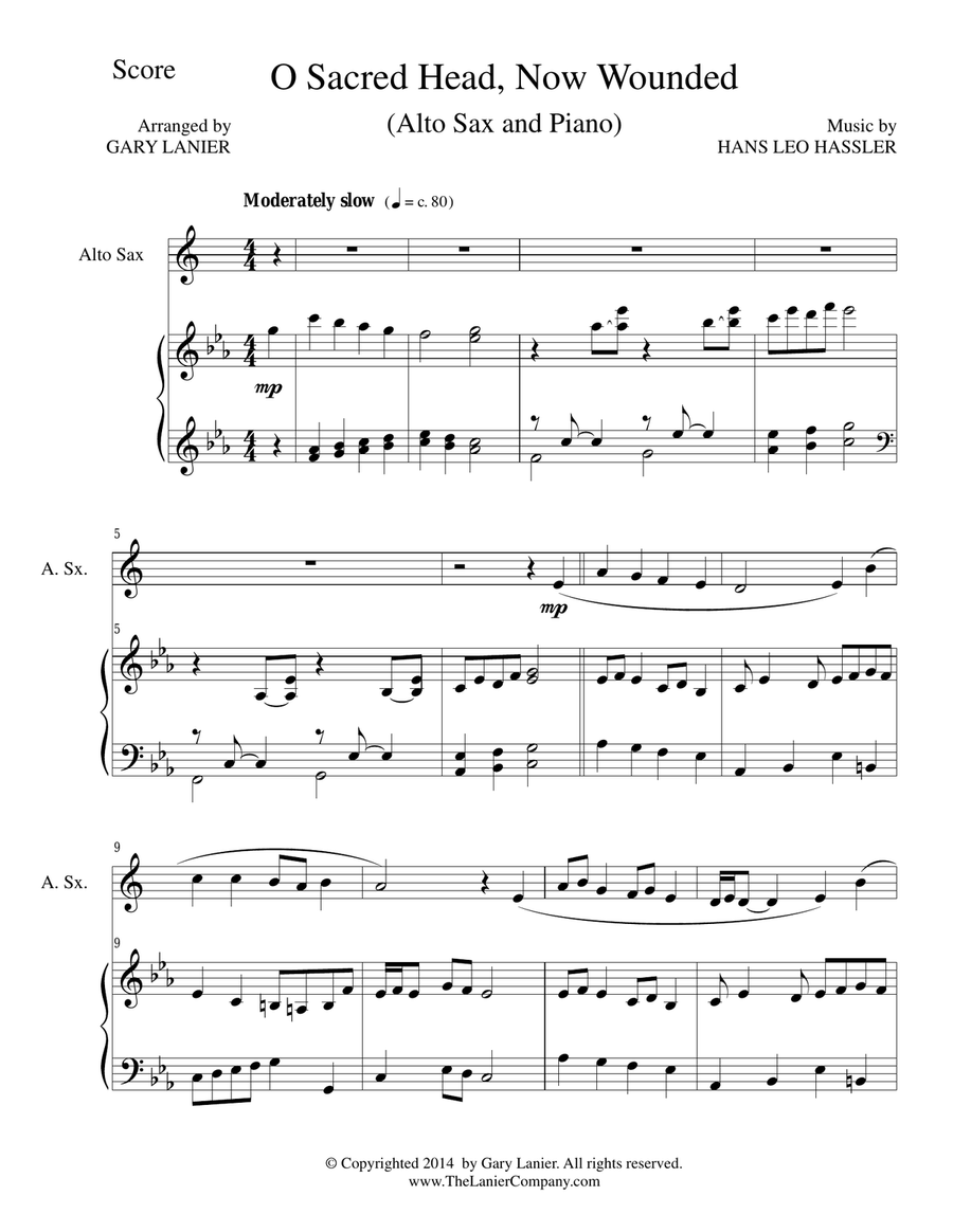 O SACRED HEAD, NOW WOUNDED (Alto Sax/Piano and Sax Part) Alto Saxophone scores gallery preview page 1