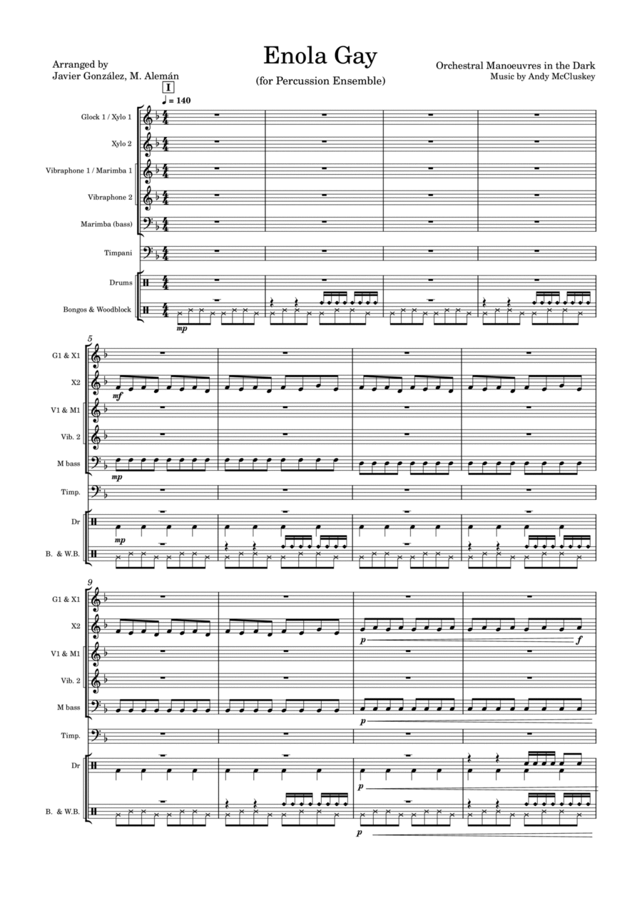 Enola Gay Percussion Ensemble scores gallery preview page 1