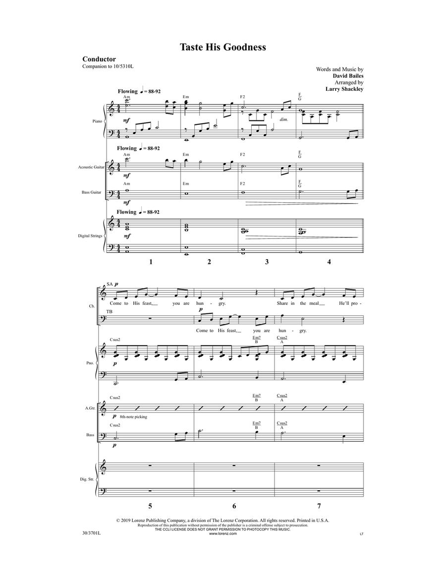 Taste His Goodness - Rhythm Score and Parts (Digital Download) Rhythm Section scores gallery preview page 1