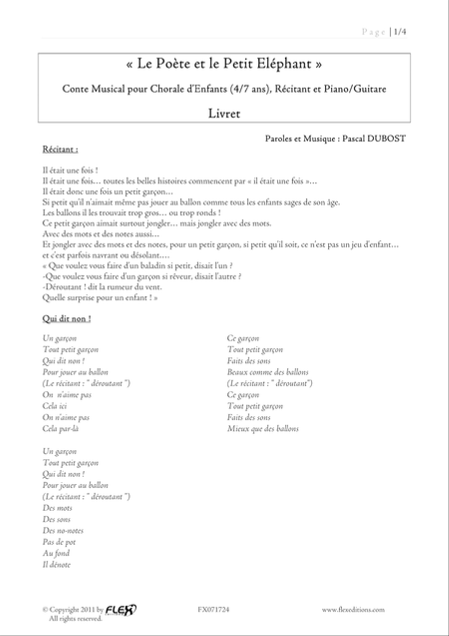 Musical Story Le Poete et le Petit Elephant Children's Choir scores gallery preview page 1