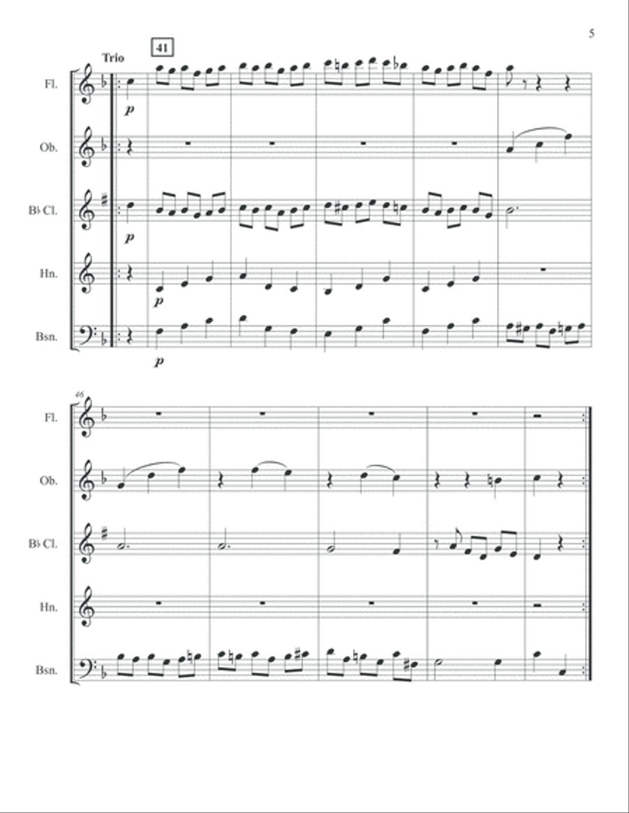 Beethoven Menuetto Woodwind Quintet score and parts Beethoven Menuetto Woodwind Quintet score and parts Woodwind Quintet scores gallery preview page 5