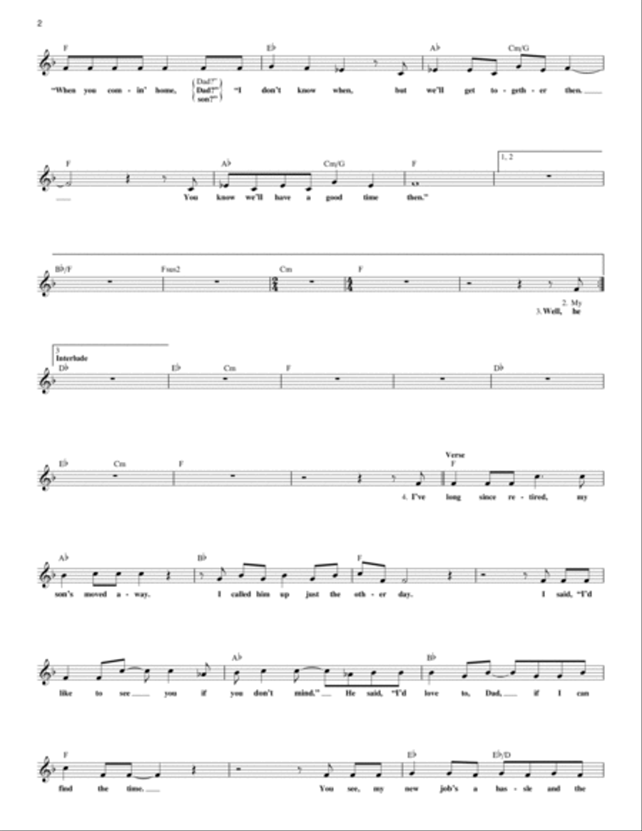 Cat's In The Cradle Piano scores gallery preview page 2