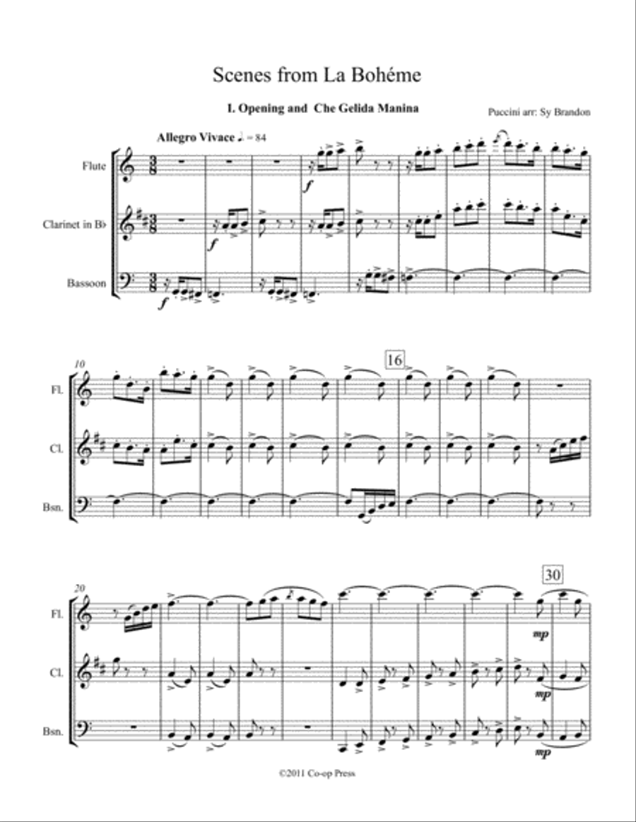 Scenes from La Bohéme for WW Trio Woodwind Trio scores gallery preview page 1