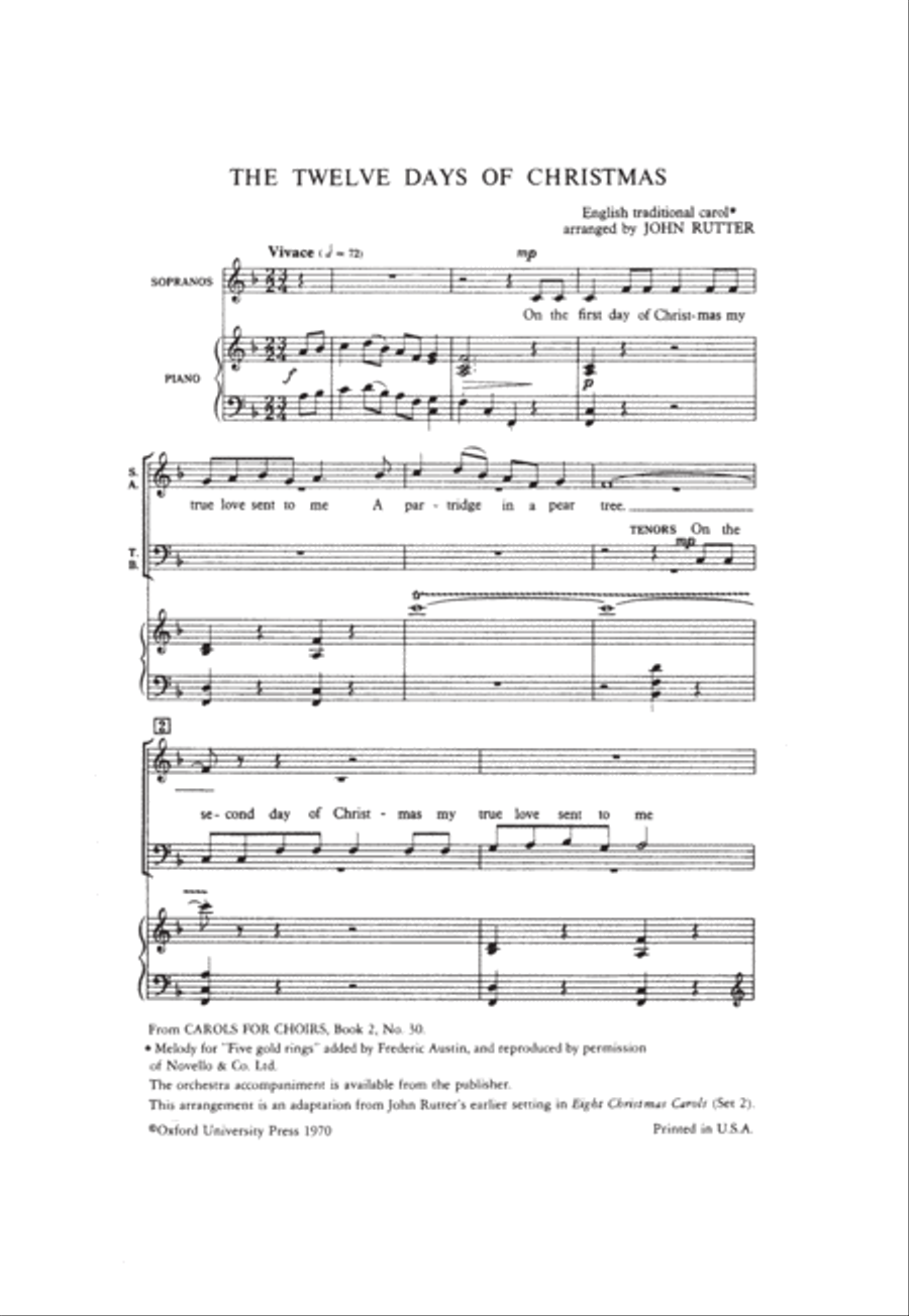 The Twelve days of Christmas 4-Part scores gallery preview page 2