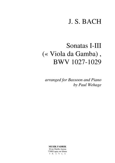 Sonate I-III (Viola da Gamba) BWV 1027-1029