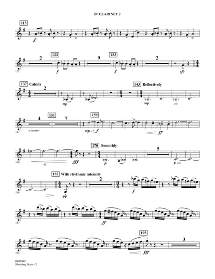Shooting Stars - Bb Clarinet 2 Concert Band scores gallery preview page 2