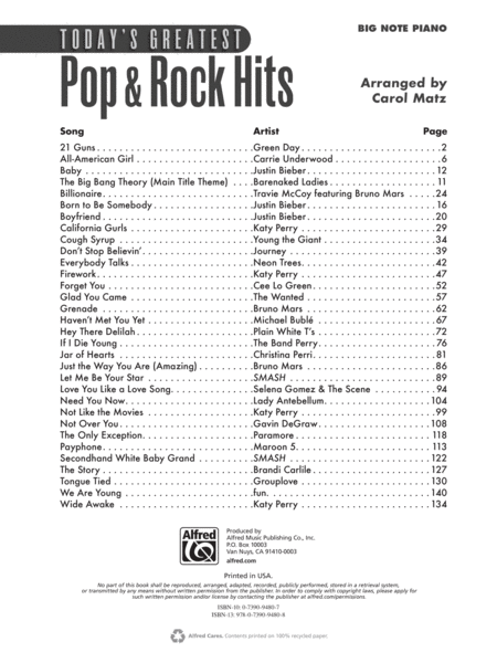 Today's Greatest Pop & Rock Hits