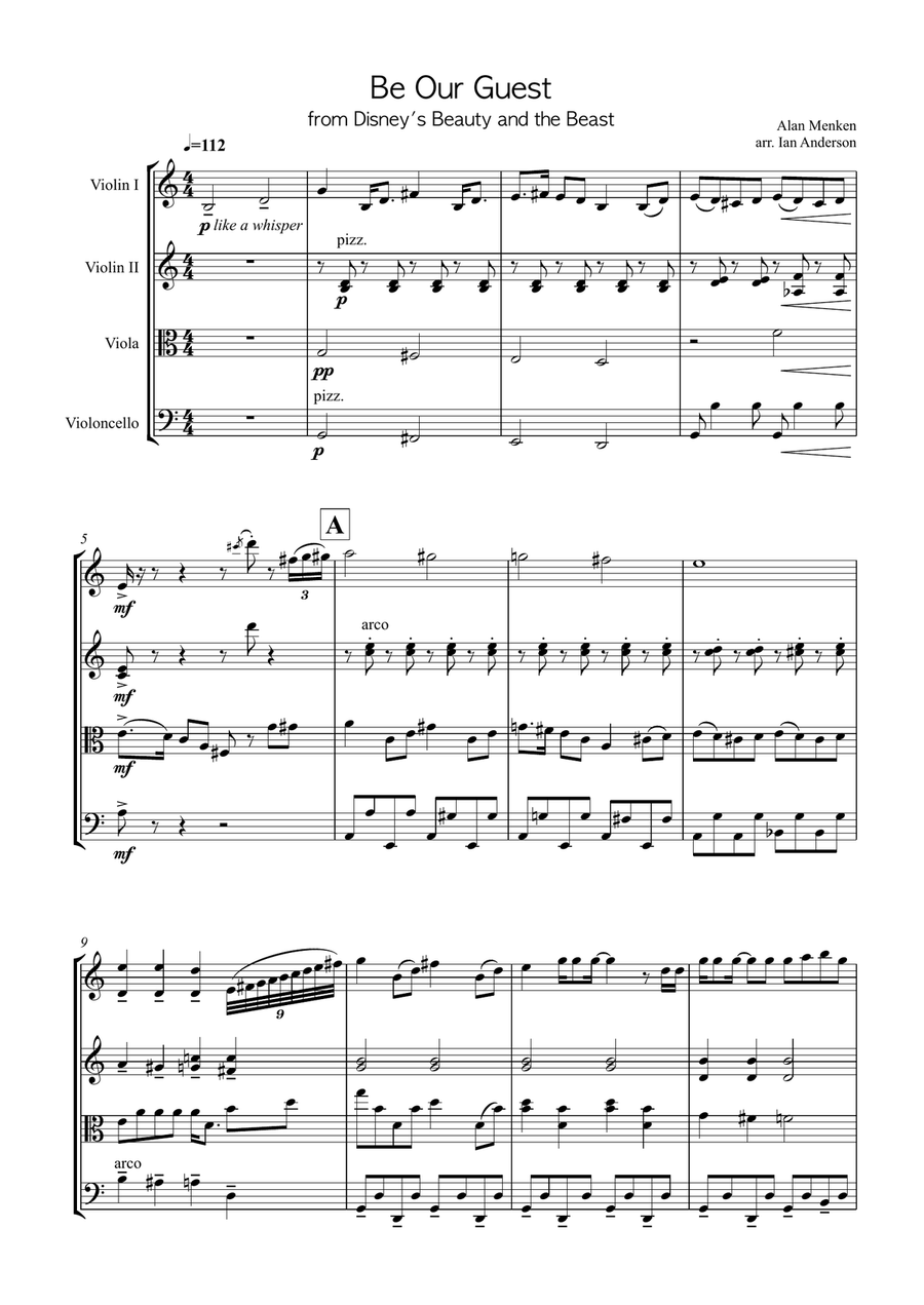 Be Our Guest Be Our Guest String Quartet scores gallery preview page 1