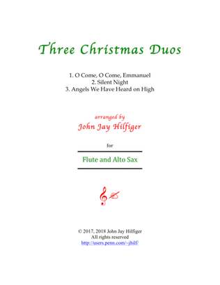 Book cover for Three Christmas Duos for Flute and Alto Sax