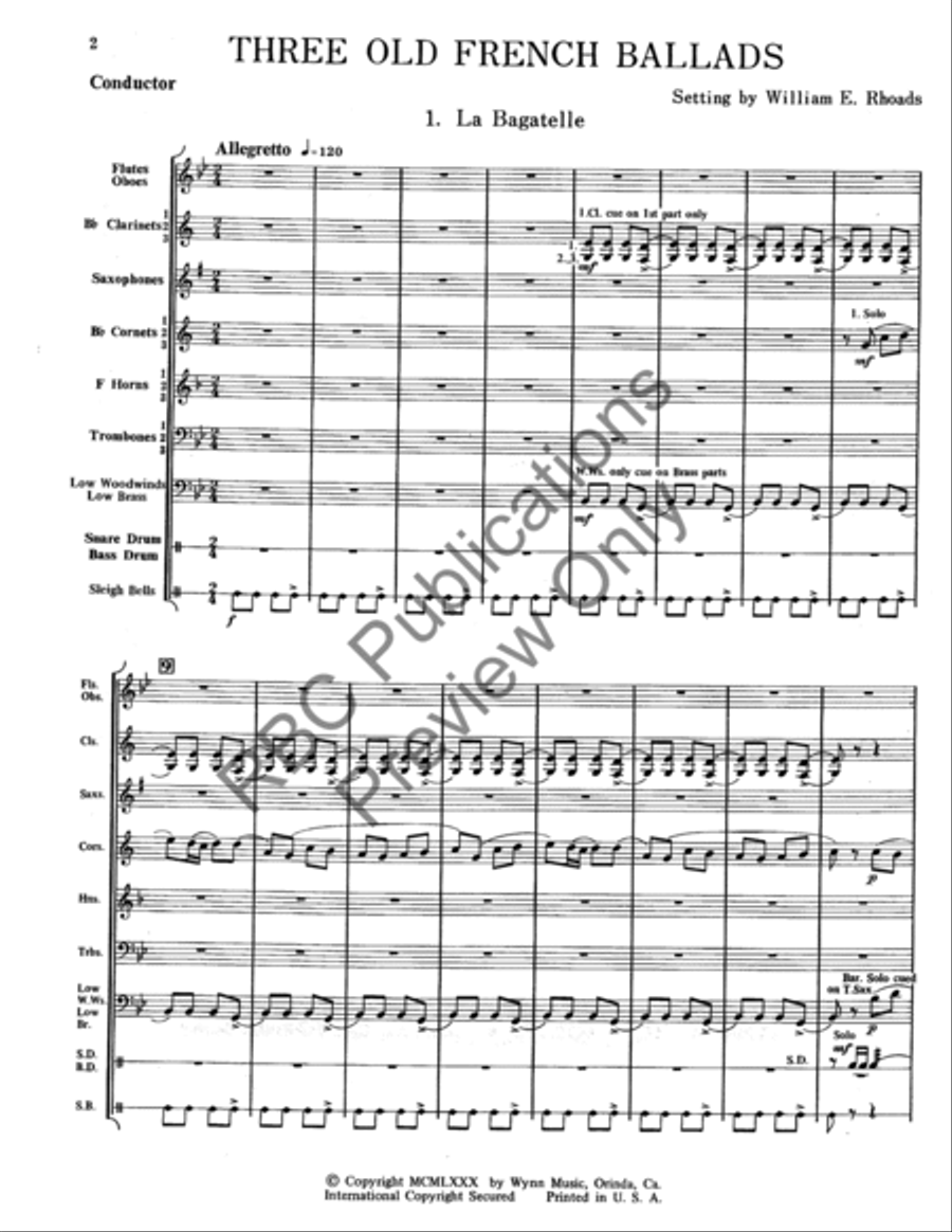 Three Old French Ballads (Score) Concert Band scores gallery preview page 3