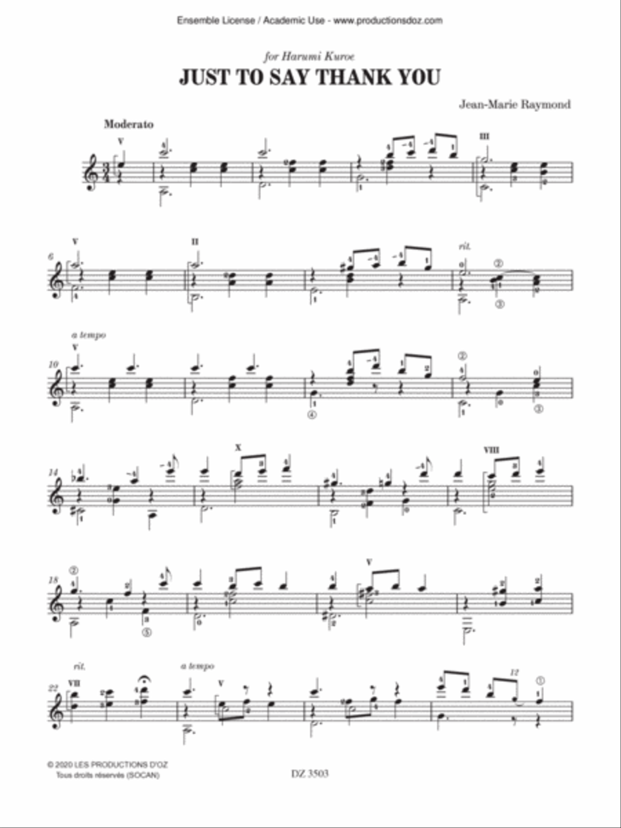 Just to Say Thank You Classical Guitar scores gallery preview page 3