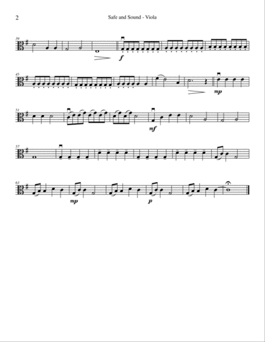 Safe And Sound String Quartet scores gallery preview page 6