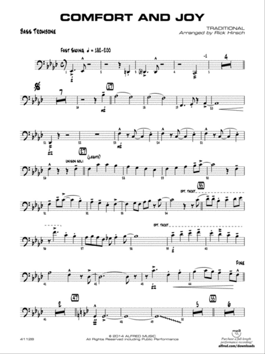 Comfort and Joy: 4th Trombone Jazz Ensemble scores gallery preview page 1