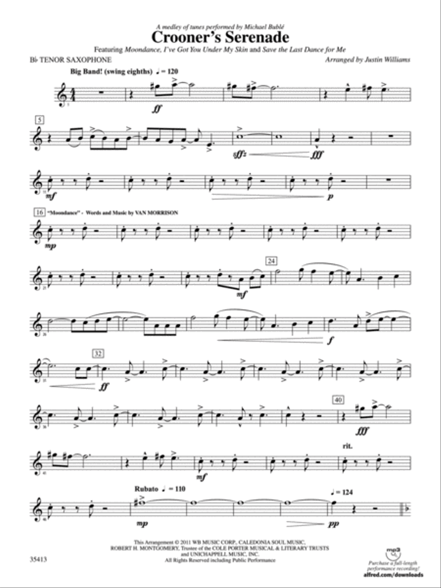 Crooner’s Serenade: B-flat Tenor Saxophone Concert Band scores gallery preview page 1