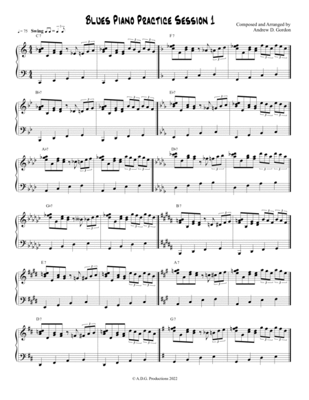 Blues Piano Practice Session 1 in All 12 Keys image number null