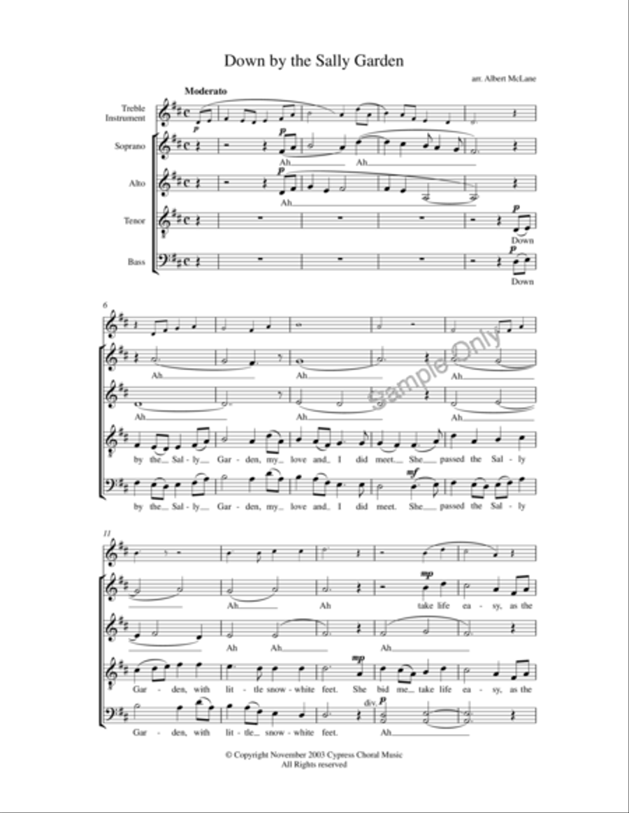 Down By The Sally Gardens 4-Part scores gallery preview page 2